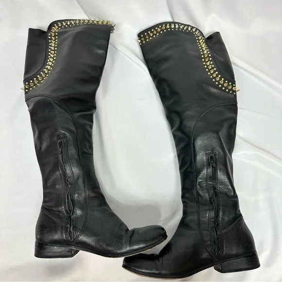 Host Pick  💫 Betsey Johnson Knee High Black Leather Boots in Size 8.5 - Picture 5 of 10